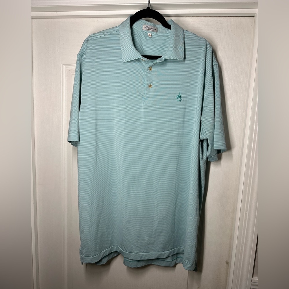 Peter Millar Summer Comfort With Aronimink Golf Club Logo Sky Blue Polo Shirt XL